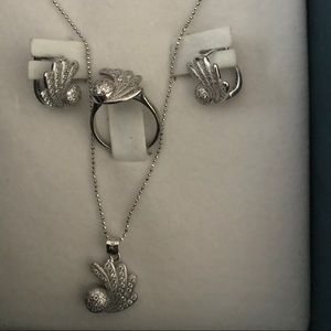 925 New sterling Silver ring pendant earring